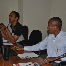 Ato Gebre,right, and Ato Haile,left, in the presentation