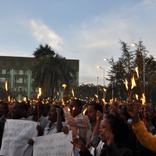 Ethiopian Civil Service University Students Mourn on the Death of Ethiopians