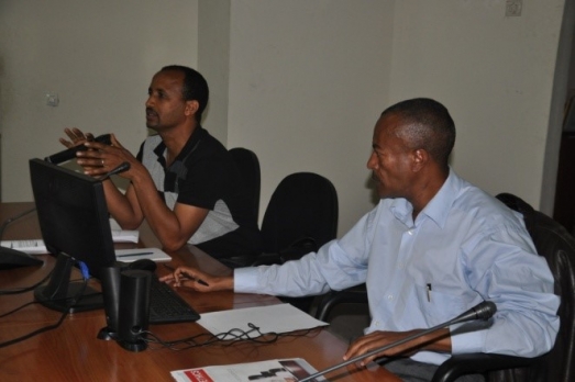 Ato Gebre,right, and Ato Haile,left, in the presentation