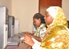 Ouda Kedir, a student from Benishagul Gumuz Region, using the Intenet in her dormitory building